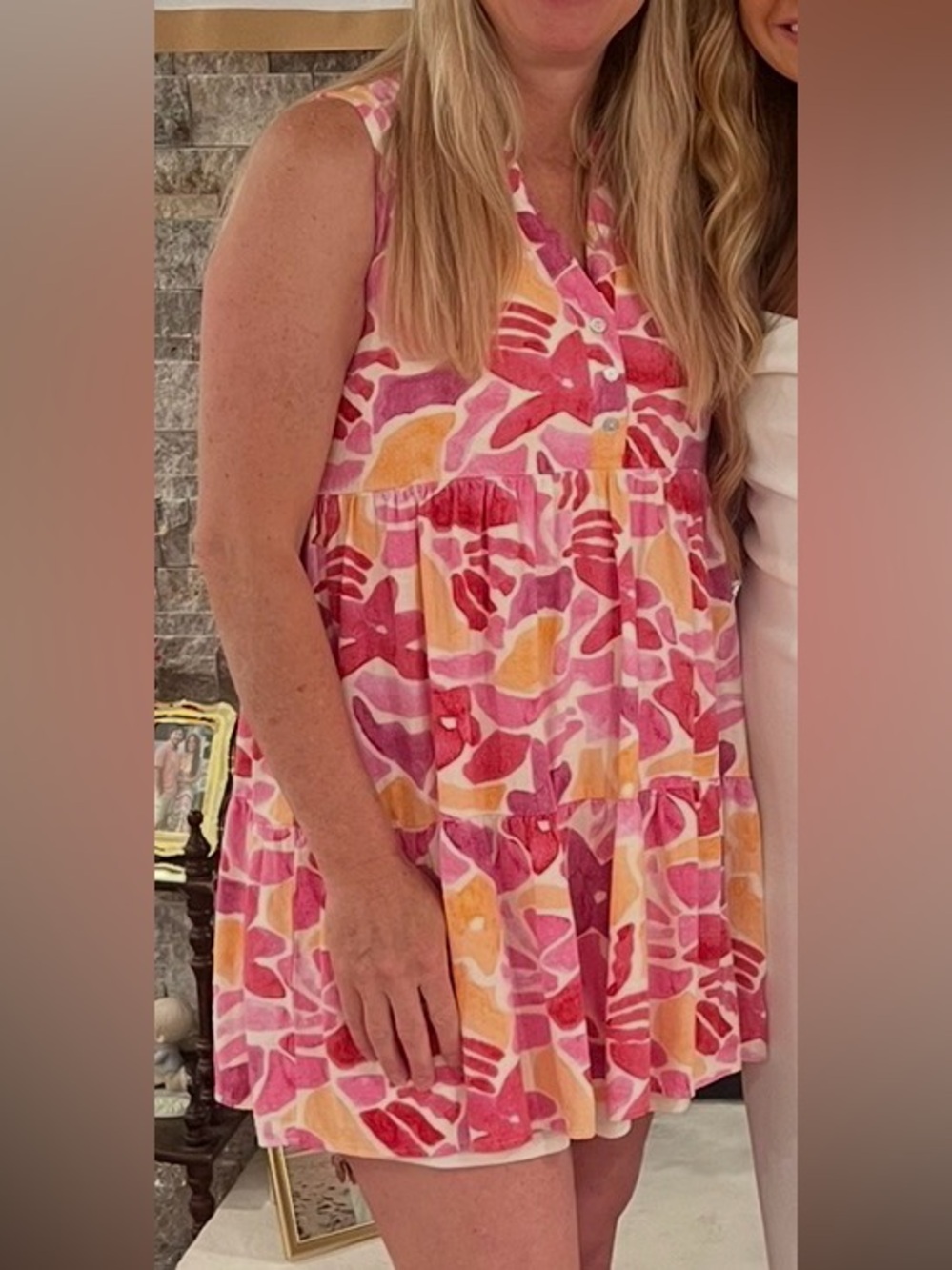 She + Sky Sleeveless button-front babydoll mini dress